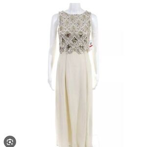 GB Girls Cream Maxi Dress with Silver Detailing